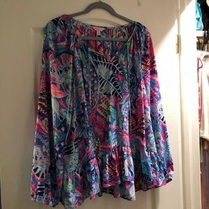 Lilly Pulitzer Blue and Pink Tropical Blouse